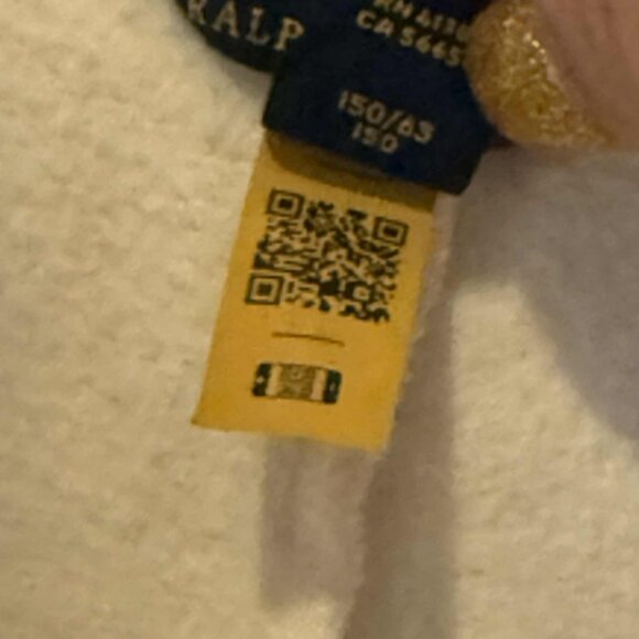 Polo Ralph Lauren Boys Off White Fleece Jogger Sweatpants Plaid Pocket Med 10-12 - Picture 5 of 7